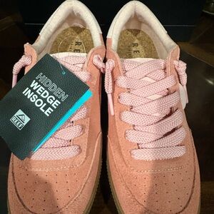 Reef coral Suede Sneakers with Hidden Wedge